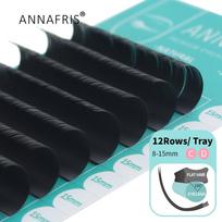 ANNAFRIS Premium matinis plokščias elipsinis individualus blakstienų priauginimas C Curl natūraliai minkštas suskaidytas antgalis Dirbtinės blakstienos cilios 0.15mm C  8mm juoda