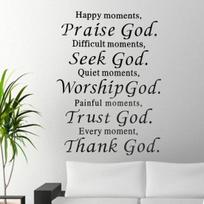 Lipnus nuimamas Praise Seek Ačiū Dievui sienos lipdukas Living
