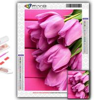 5D DIY Diamond Painting Tulips Cross Stitch Diamond Art Embroidery  Mosaic Home Deco Full Round 20X30CM pink