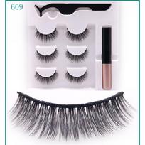 Magnetinės dirbtinės blakstienos 3 dvigubos pintinės Beauty Eye Fashion rankomis dažytas vandeniui atsparus akių pieštukas W17 gray