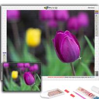 Diamond Painting Flowers Tulips Diamond Mosaic Craft Diamond Embroidery Painting Full Round 20X30CM purple