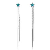 Summer Latest Star Blue Crystal Drop Earrings for Women Jewelry Charm 925 Silver Earrings for Girl Party Accessories white