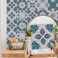 10pcs Bohemian Style Tiles Wall Sticker Kitchen Backsplash Table Bathroom Home Decor Peel & Stick Matte Surface Art Wall Decals 10cmX10cmX10pcs