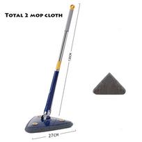 Triangle 360 ​​valymo šluostė Teleskopinė buitinių lubų valymo šepetys, savaime nutekantis plytelėms ir sienoms valyti kit 1 pcs cloth pilka