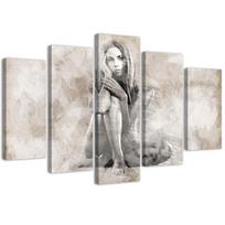 Feeby Feeby Five piece picture canvas print, Nude 100x70 smėlis