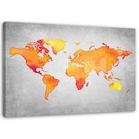 Canvas print, Orange map of the world 60x40 oranžinė