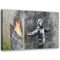 Canvas print, Boy Port Talbot mural Banksy 60x40 pilka spalva