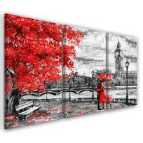 Trijų dalių drobės spaudos Londono raudonas skėtis 60x40 raudona