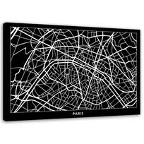 Canvas print City map Paris 60x40 balta/juoda