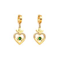 Women Simple Love Shape Drop Earrings Stainless Titanium Steel Pendant Earrings Crystal Star Gold Color Geometric Ear Ornaments OneSize balta