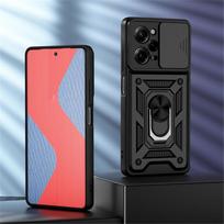 Shockproof Armor Case for Xiaomi POCO X5 Pro Windows Slide Camera Lens Protection Ring Stand Holder Phone Cover for POCO X5 Cases Xiaomi Poco X5 juoda
