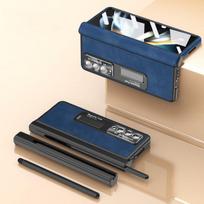 Skirtas Samsung Z Fold 4 Neslystančiam stovui S Pen telefono maišelio dėklas, skirtas Samsung Galaxy Z Fold 4 Fold4 grūdinto stiklo apsauginės plėvelės dangtelis for Samsung Z Fold 4 mėlyna