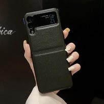 For Samsung Galaxy Z Flip 4 3 Case Luxury Business Plain Leather Ultra Thin Matte Shockproof Protection Back Cover Accessories for Samsung Z Flip 4 žalia