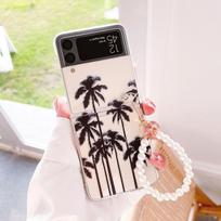 For Samsung Galaxy Z Flip 4 3 Case Plant Tree Painted Bracelet Transparent Shockproof Pc Hard Back Cover For Samsung Zflip3 Case For Samsung Z Flip 3