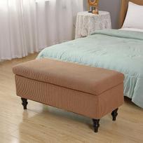 Solid Color Storage Ottoman Covers Rectangle Elastic Bedside Footstool Cover Non -Slip Polar Fleece Footrest Seat Bench Slipcover S gray