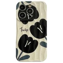 Black Tulip Flower Imd Case For Iphone 14 Pro Max 13 11 12 14 Plus Trendy Soft Silicone Protector Cover Lovely Floral Capa For iPhone 13Pro Max beige