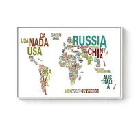 Modern Rainbow Coral World Map Decorative Painting Minimalist Art Canvas Wall Picture Office Living Room Wall Decor 21x30 No Frame