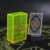 Hexagram citrinos geltonos akrilo dėžutės auksinės folijos taro rinkinys kortų stalo žaidimas Kortų žaidimas partijos kelių žaidėjų žaidimas