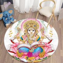 Ganesha Round Carpets printing for Living Room Bedroom Area Rug Soft flannel Mat Bohemian Room Carpet Tapis Home Decor alfombra Diameter 60cm