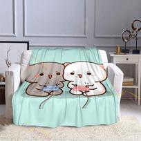 Animacinis filmas mielas persikų katės rašto antklodė flanelinė Valentino dienos dovana mikropluošto pliušinė flanelinė antklodė ant lovos sofos patalynės 75x90cm