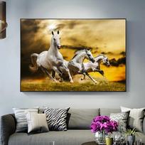 Bėgantys arkliai po saulėlydžiu Siena Menas Drobė Tapyba Šiuolaikiniai gyvūnų pop plakatai ir spaudiniai Svetainės namų dekoras be rėmelio 21*30cm black