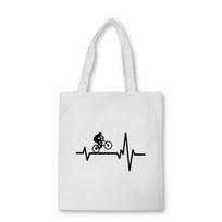 Mountain Bike Heartbeat Funny MTB Dirt Bike canvas bag Fashion Teenager Students sports Shoulder Handbags Shopping Bags 24*26cm