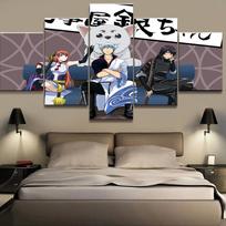 Namų dekoravimas Modulinis drobės paveikslas 5 dalių Gintama Anime nuotraukos Modernus HD spausdintas plakatas, skirtas svetainės sienoms 20x35cm*2  20x45cm*2  20x55cm*1