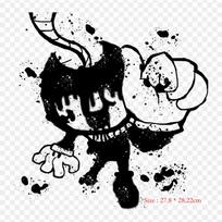 Bendy And The Ink Machine Downward Fall Bendy And The Iron on Heat Transfer Printing Vinyl Patches Sticker for Clothes DIY Appliques Washable Patches gray