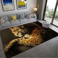 Leopardo animacinis kilimas Vilko kilimas Gyvūno kilimas svetainei Vonios kambariui Meno durų kilimėlis Iliuzijos kilimas Plotinis kilimas Didelis miegamajam 40x120cm gray