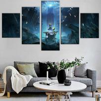 5 skydeliai Siaubo nuotykių žaidimas Maži košmarai Drobė Tapyba Sienų Menas Namų dekoras Modula Paveikslėlių plakatai ir spaudinių kambarys 20x35cm*2  20x45cm*2  20x55cm*1 gray