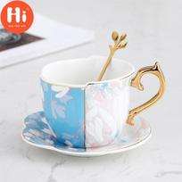 Hi Keraminis kavos puodelio ir lėkštės rinkinys Pastoral arbatinukas Popietės arbatos Pieno puodelis Latte Black kavos puodelis 250ml white