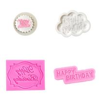 DIY Cake Decorating Tools Silicone Cake Fondant Mold 1Pcs Happy Birthday Shaped Baking Accessories