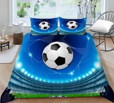 3D spausdintas futbolo patalynės užvalkalas, pagalvės užvalkalas, pilno dydžio dvigulės lovos komplektas, 2/3 dalys iš mikropluošto audinio, minkštas namų dekoravimas Baby 100x135cm gray