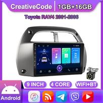 Belaidis 9 colių Android automobilio radijas, skirtas Toyota RAV4 2001-2006 automobiliniam daugialypės terpės grotuvui GPS navigacijos galvutė WIFI 1+16GB gray