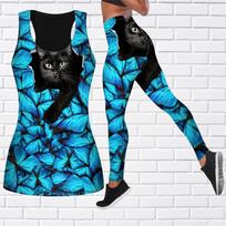 Butterfly Kittens Print Jogos Apranga Moterims Mada Treniruotės Antblauzdžiai Fitnesas Sportas Kasdieninės jogos kelnės XS mėlyna
