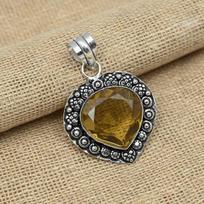 Beautiful Citrine Topaz Gemstone Solid 925 Silver Pendant Handmade Jewelry For Her 1.77 Inches geltona