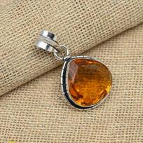 Honey Topaz Gemstone 925 Solid Sterling Silver Handmade Jewelry Pendant 1.57 Inches oranžinė
