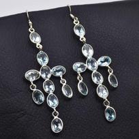 Natural Blue Topaz Handmade Designer Women Earring, 925 Sterling Silver, Wedding Gifts, Anniversary gift, Silver Jewelry