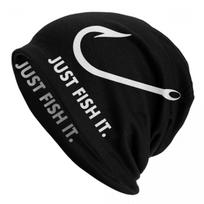 Žvejyba Just Fish It Kapotinės kepurės Gatvės mezgimo kepurė unisex moterims šilta žiema Žvejo kaukolės Beanies kepurės One Size black