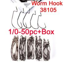 PRO BEROS Wide Belly Crank Hook with Barb Soft Insect Hook Lure Single Hook 5 Specifications Mixed Pack of 50 Pieces In Box 1/0 (50 pieces)