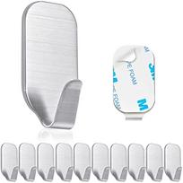 Wall Hooks Stickers, 10 Pieces Stickers Stickers, Self Adhesive Stainless Steel Wall Hooks for Kitchen, Bedroom, Office and Bathroom 20x20x3cm