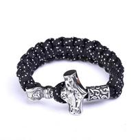 Nerūdijančio plieno „Viking Thor'S Hammer Outdoor Paracord“ pintos apyrankės, vyriški papuošalai 23CM