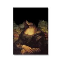 Mona Lisa Black Graffiti Print Bon Appeit Plakatas Rogue Bubblegum Moterų portretas Sieninis Menas Drobės tapyba 21cm×30cm NoFrame