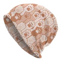 Paws Peach Cat Unisex Bonnet Winter Running Double Layer Thin Hats For Unisex Women One Size beige