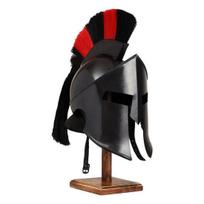 Viduramžių šarvų karalius Leonidas Graikijos Spartos Juodasis Romos šalmas Spartan 300 Filmas Autentiška šalmo kopija Juoda apdaila Šalmas su pagrindu black