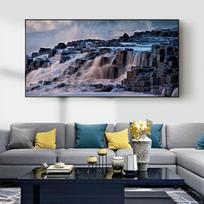 Landscape oil painting seaside spray stone art canvas painting living room corridor office home decoration mural No Frame 20*40cm gray