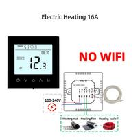 95-240V programuojamas termostatas LCD skaitmeninis jutiklinio ekrano temperatūros valdiklis elektrinei grindų šildymo sistemai 16A su 3m jutikliu juoda