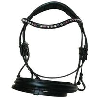 Crank Cavesson Dressage Bridle Crystals-8MM antakių juosta žirgui. Pony(Small) juoda