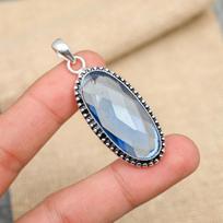 Tanzanite Gemstone Handmade Jewelry 925 Sterling Silver Pendant For Thanksgiving 1.97 Inches mėlyna