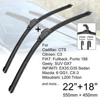 Automobilio priekinio stiklo valytuvų šluostės 22  + 18  J Hook U tipo universalus Cadillac Chana Citroen FIAT Geely INFINITI Mazda Mitsubishi gray